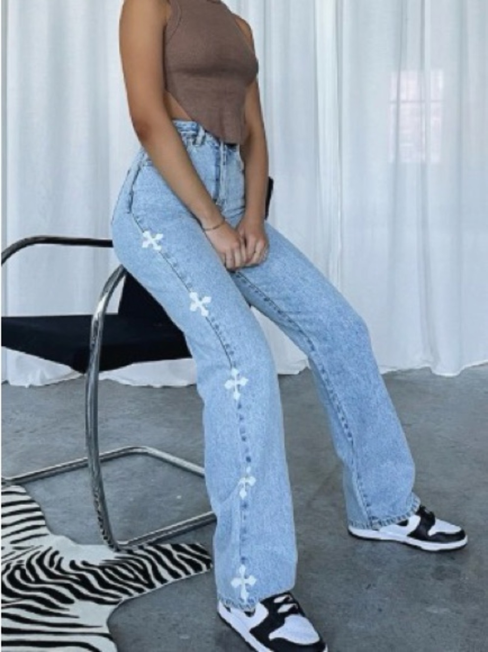White Fox Boutique Light Blue Wide-Leg Jeans